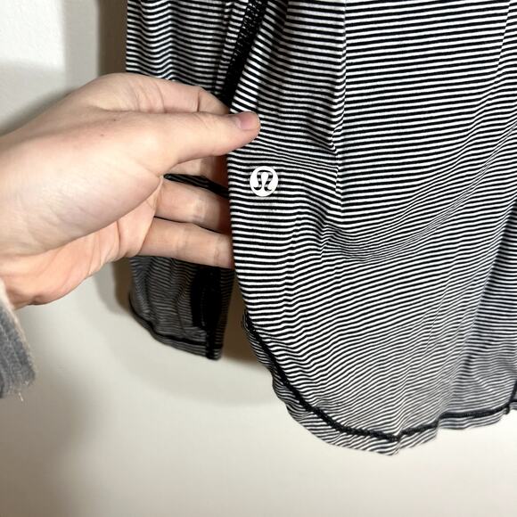 Lululemon Black and White Striped Long Sleeve - Picture 5 of 6